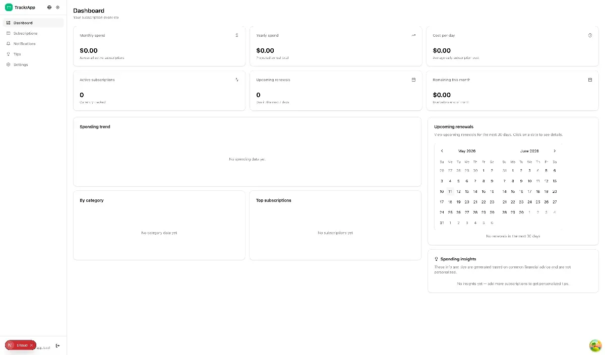 TrackrApp screenshot